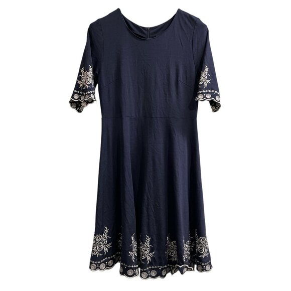 Miusol Dress Womens XXL Blue A Line Jersey Knit Floral Embroidered Feminine - Picture 1 of 8